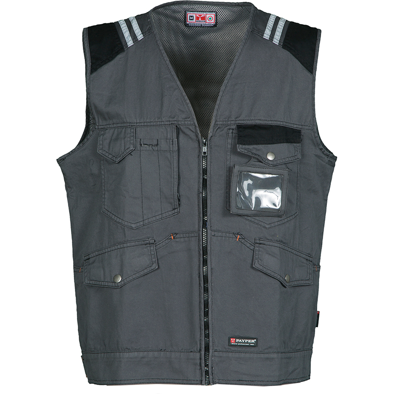 Gilet con inserti e impunture bicolore a contrasto