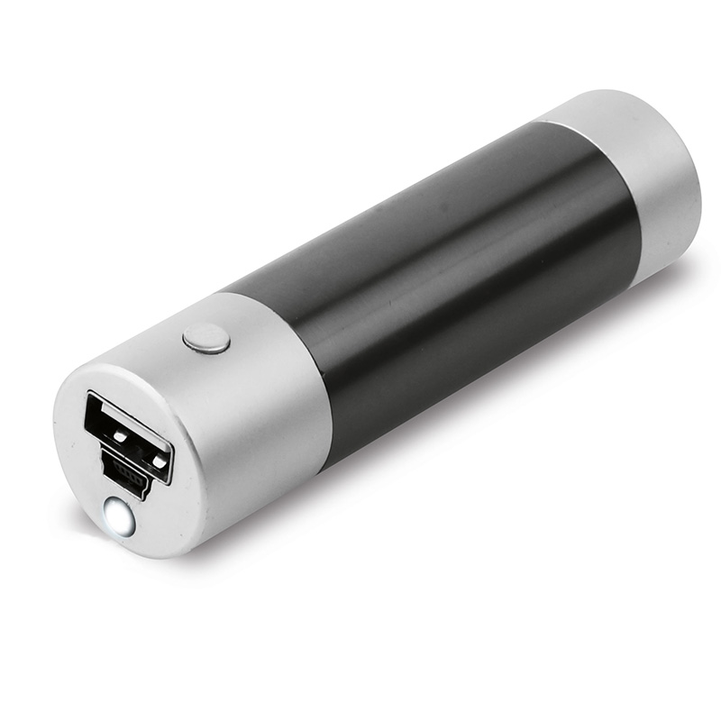 Caricatore USB cilindrico con luce in alluminio
