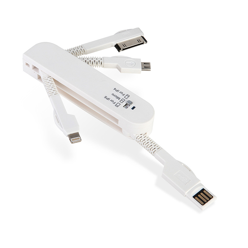 Cavetto 3 in 1 con connettore dock per iPhone/iPad, micro USB, lightning.